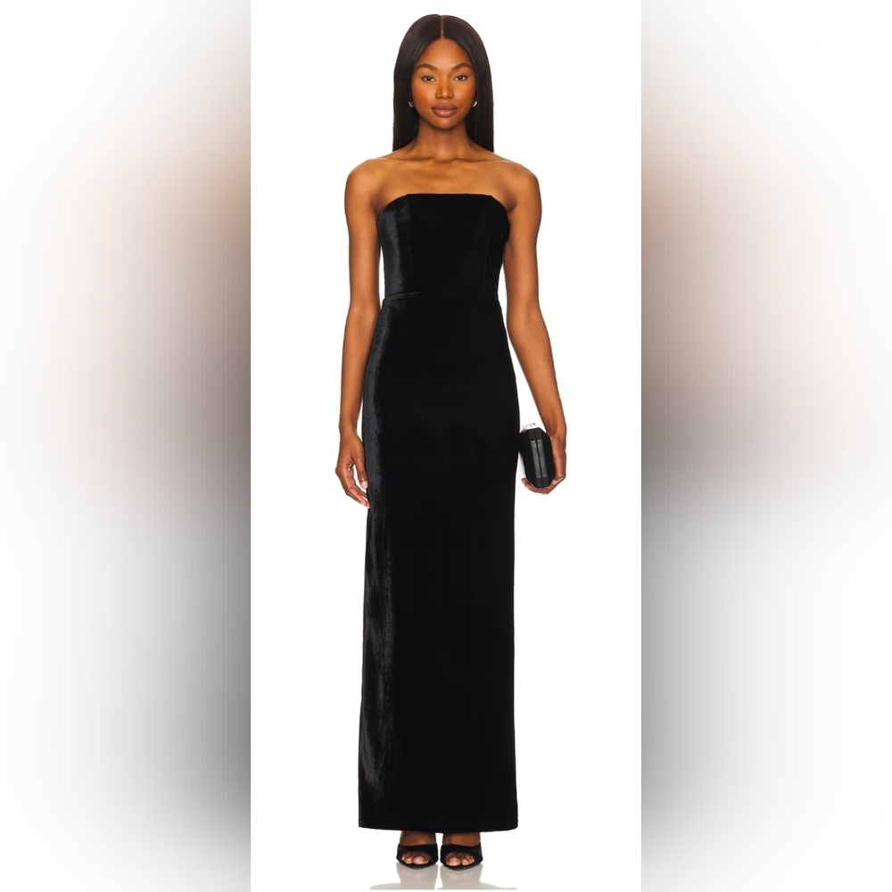 Classic Black Velvet Evening Dress - Women's Formal Gown